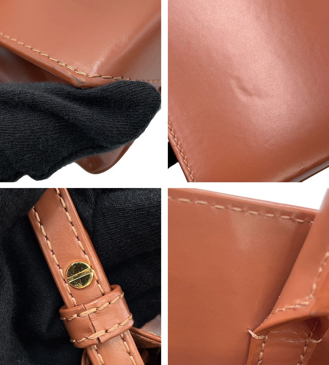 LOEWE Logo A5 Standard Tote Bag Brown Leather