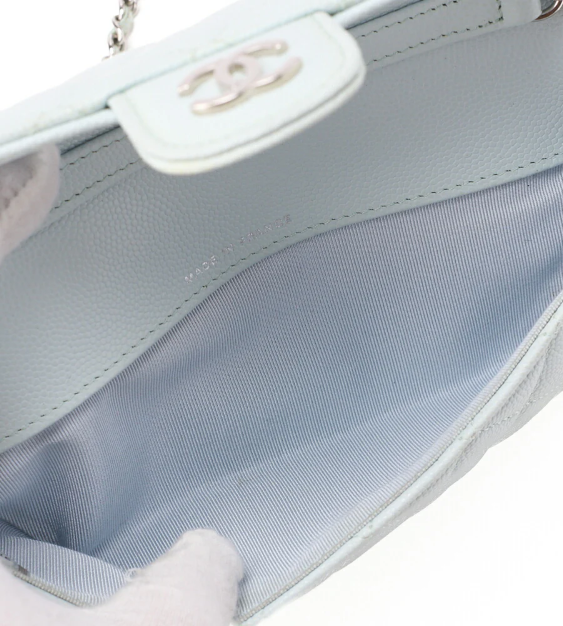 CHANEL Matelasse Blue Caviar Mini Shoulder Bag