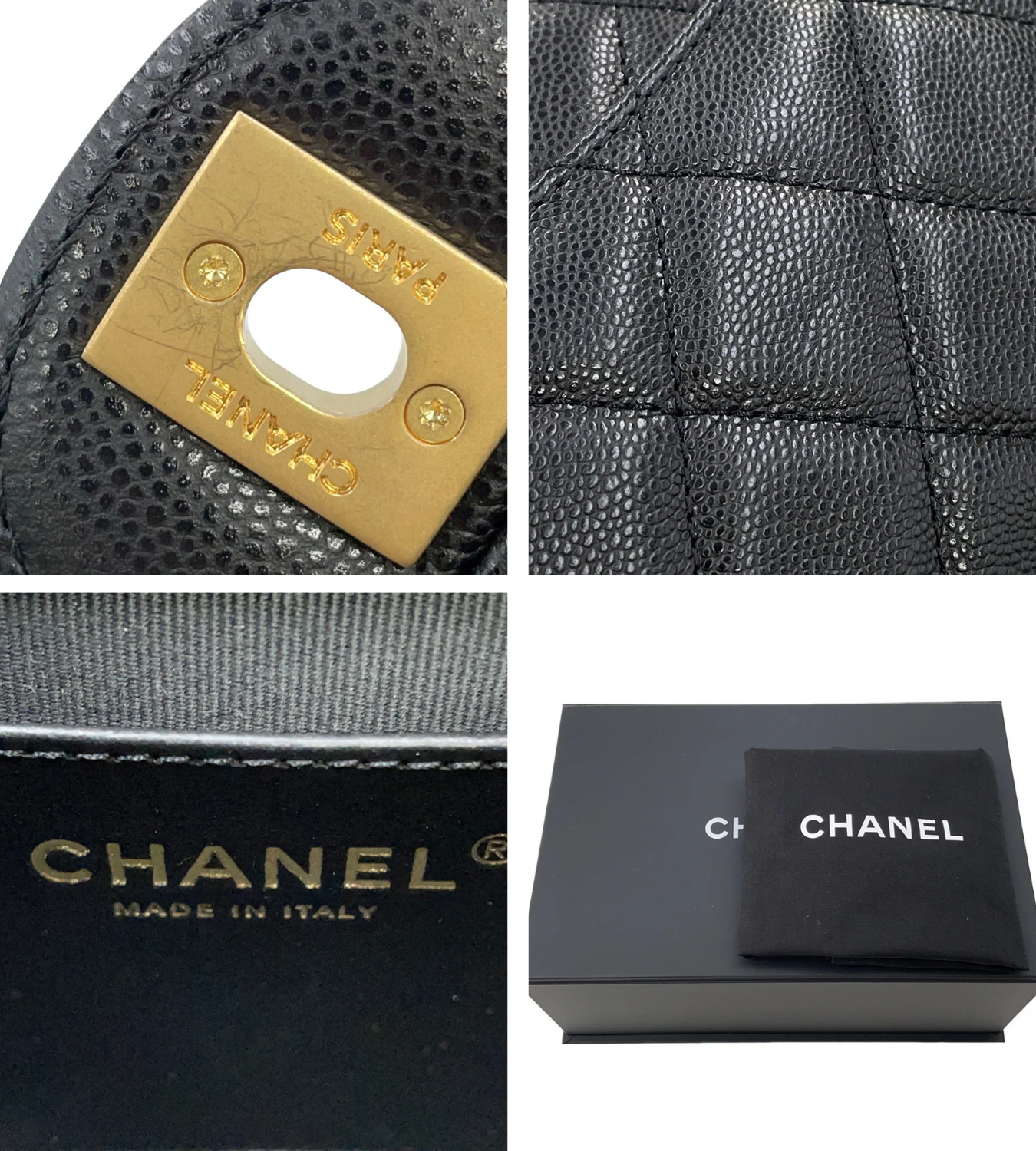 CHANEL Mini Flap Black Caviar Leather Bag