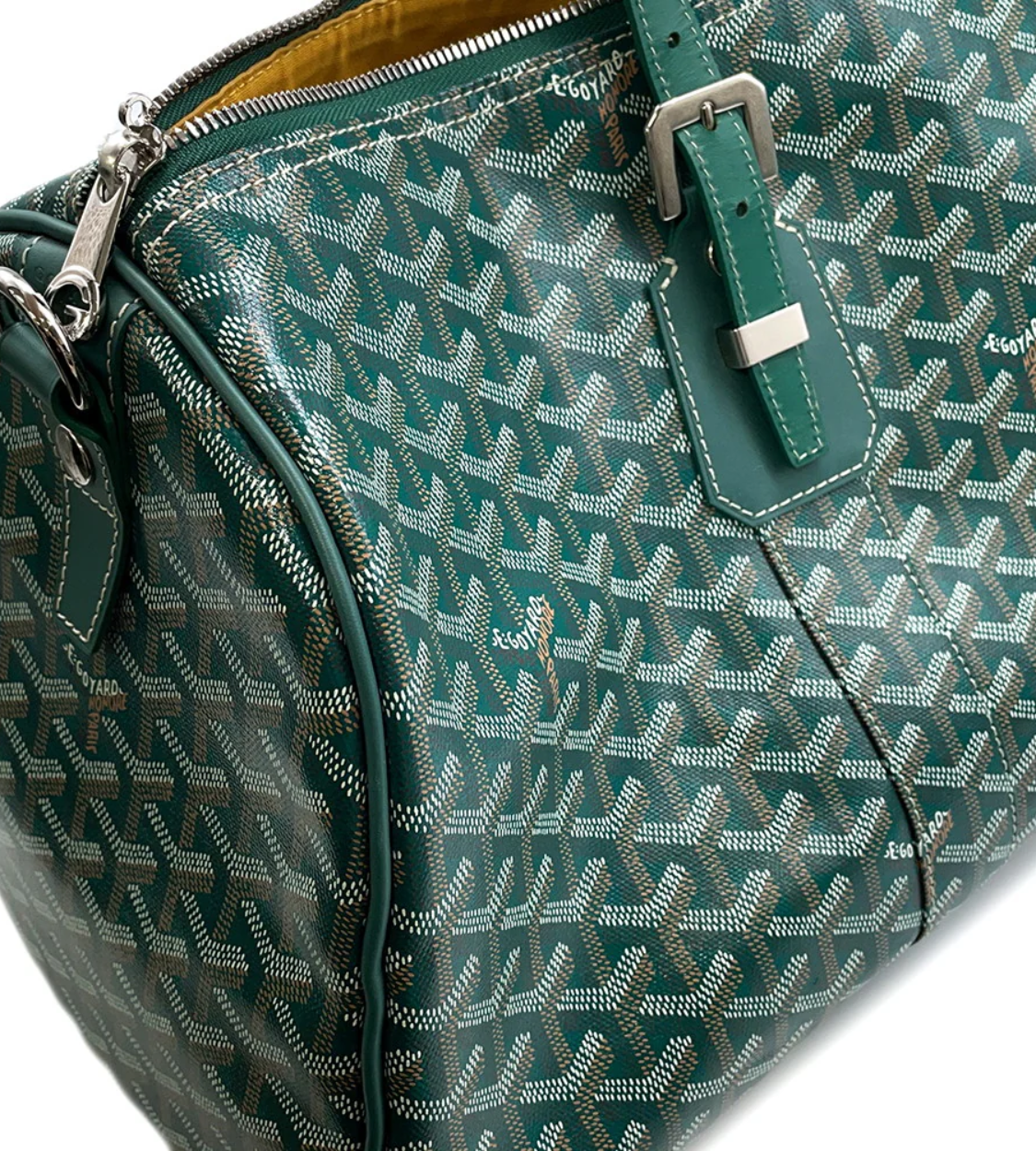 GOYARD Jules 50 Green PVC Leather Travel Bag