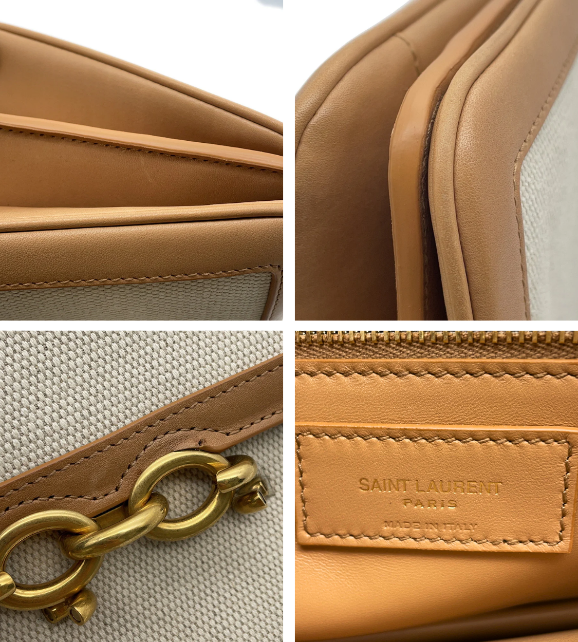 SAINT LAURENT Le Maillon Leather Canvas Shoulder Bag