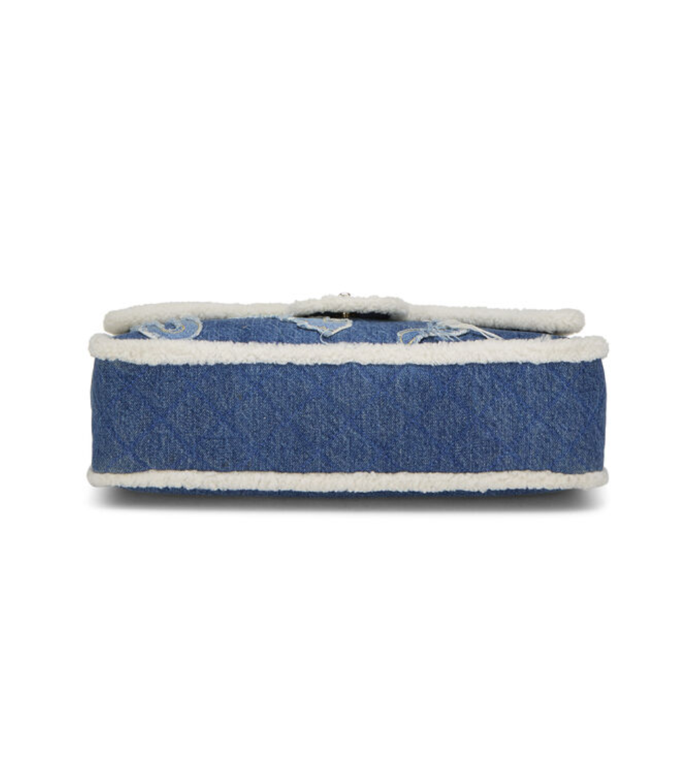CHANEL Egyptian Line Single Flap Blue Denim Mouton