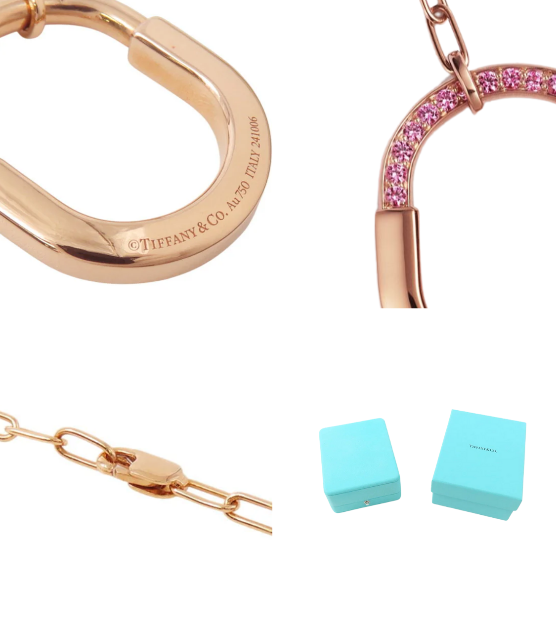 Tiffany & Co. Lock Medium Pendant in Rose Gold with Pink Sapphires