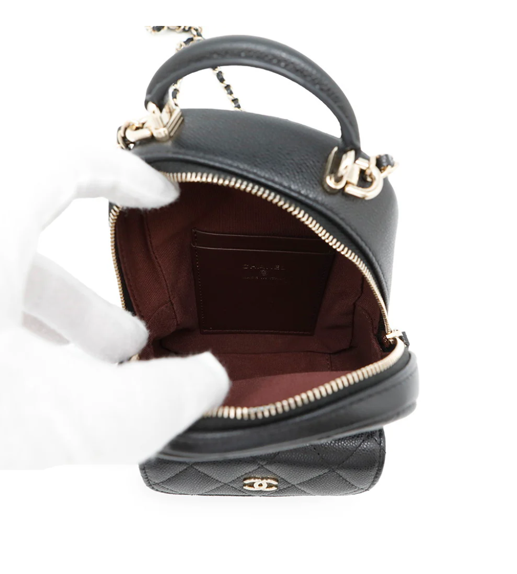 CHANEL Matelasse Black Caviar Leather Mini Backpack
