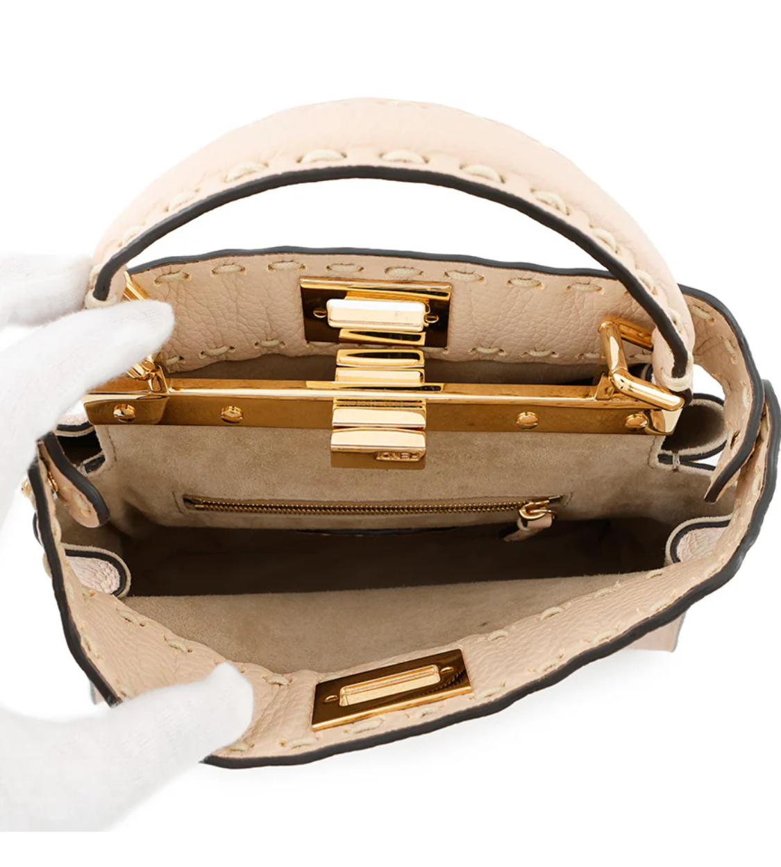 FENDI Peekaboo Selleria Jasmin Flower Leather Mini
