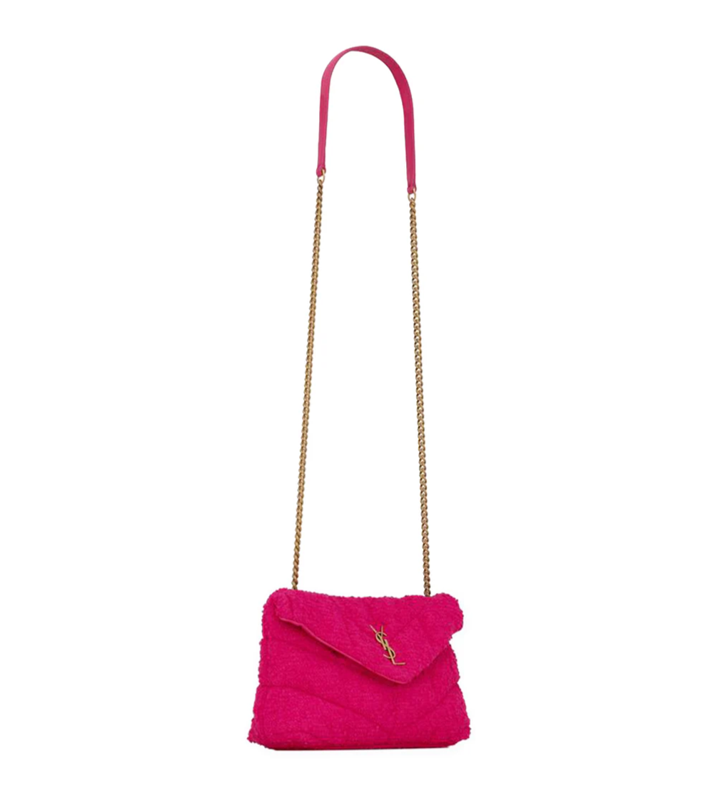 SAINT LAURENT Loulou Puffer Pink Tweed Shoulder Bag