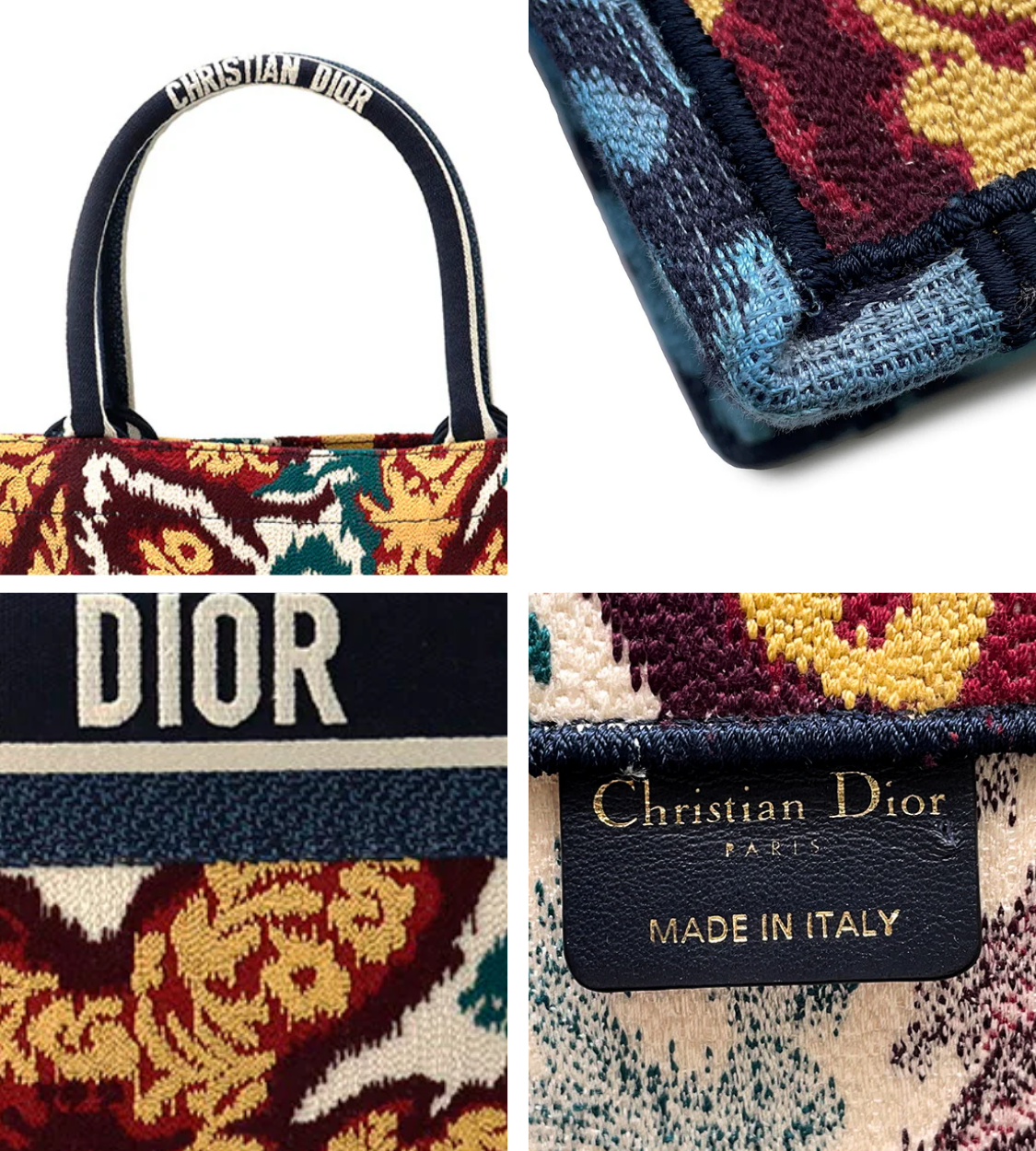 Dior Book Embroidery Multicolor Canvas Tote Bag