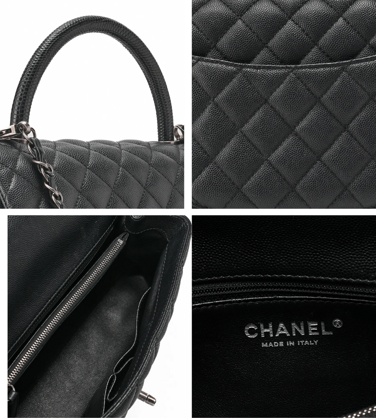CHANEL Matelasse Coco Handle 2WAY Caviar Black Shoulder Bag
