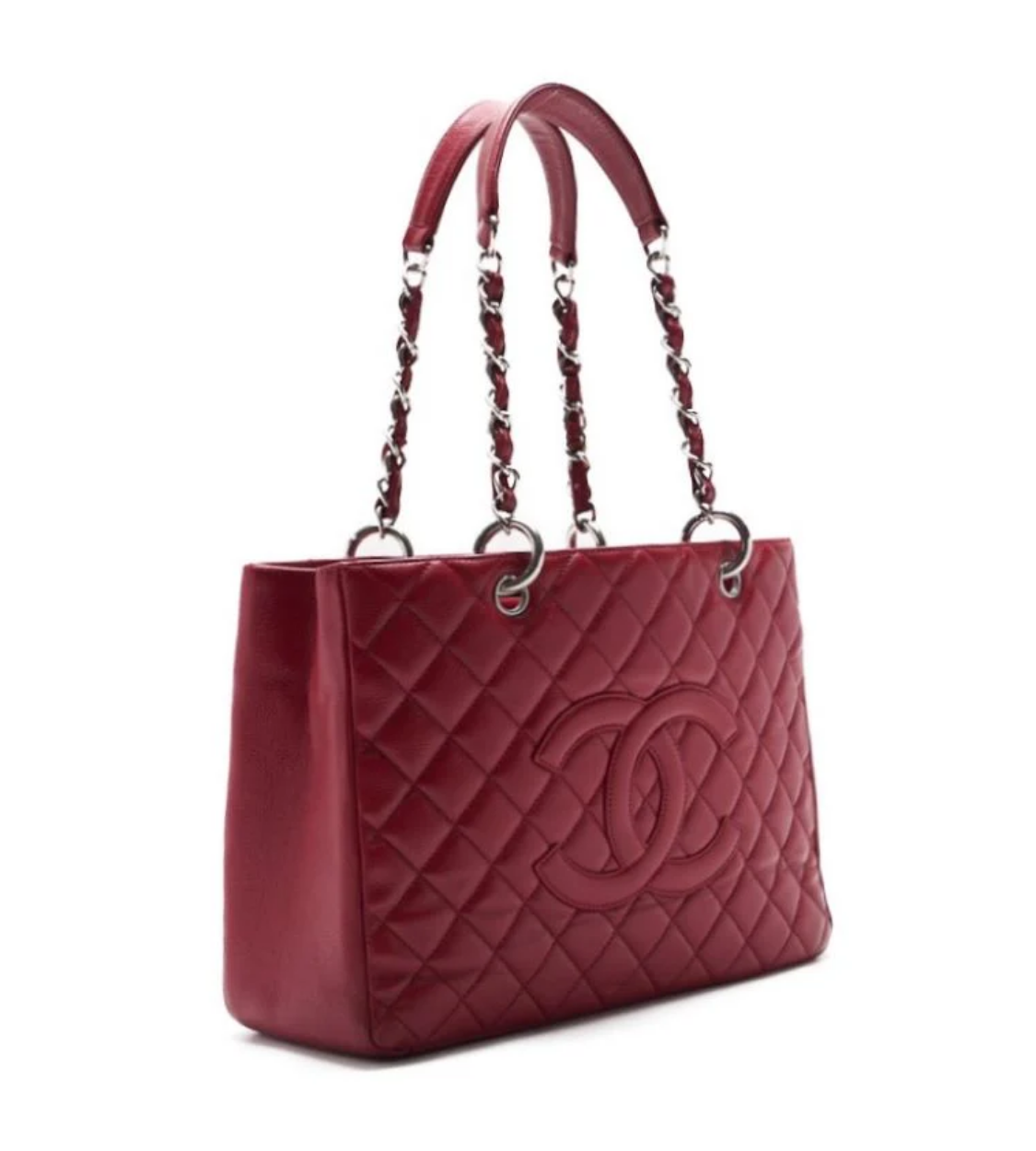 CHANEL Matelasse Coco Mark Caviar Red