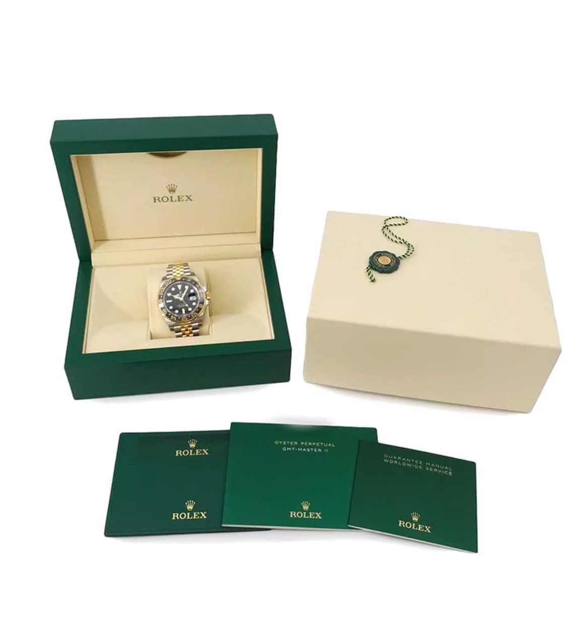 ROLEX GMT MasterII 40mm Stainless Steel 18k Yellow Gold Black Dial