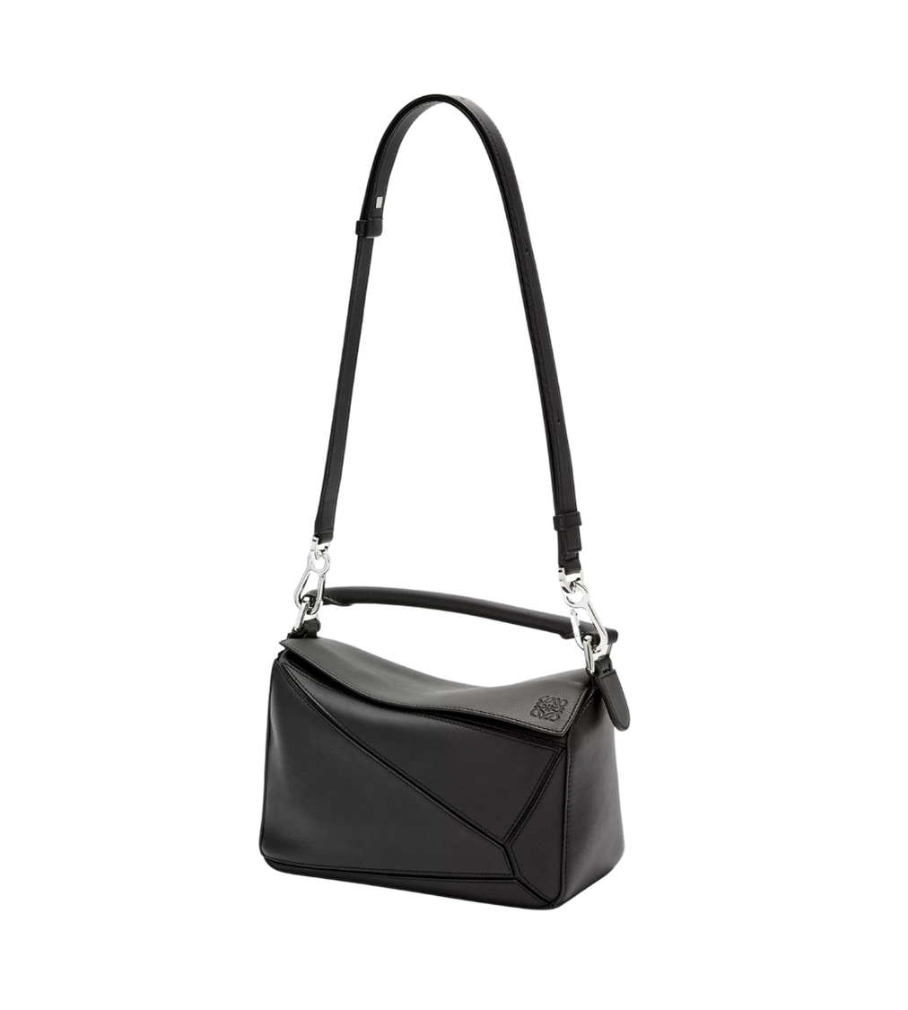 LOEWE Puzzle Edge Black Classic Calf Leather Small Shoulder Bag