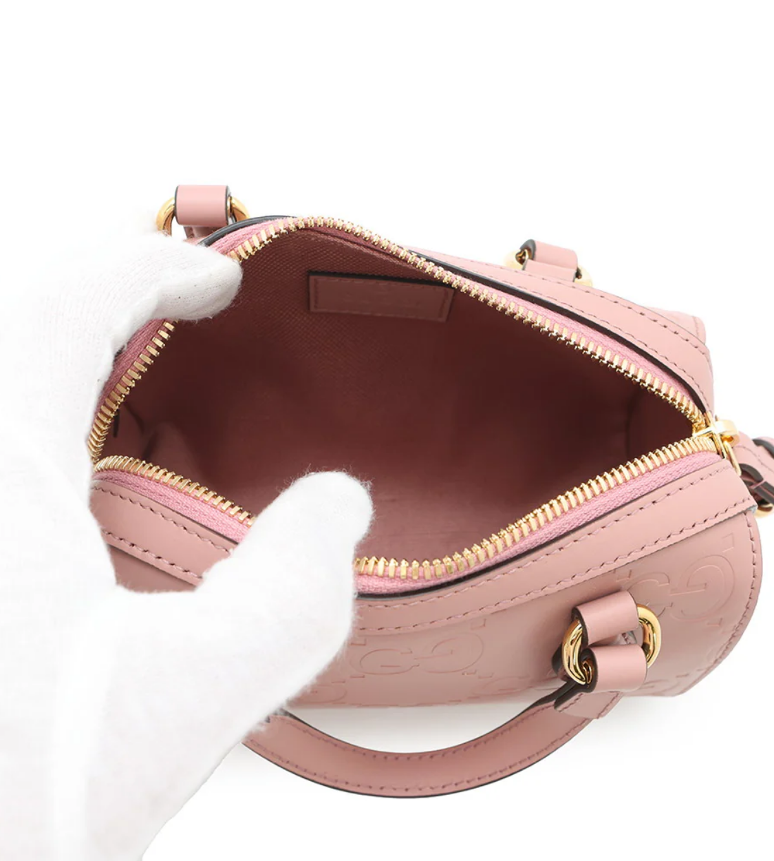 GUCCI Super Mini Pink GG Leather Bag