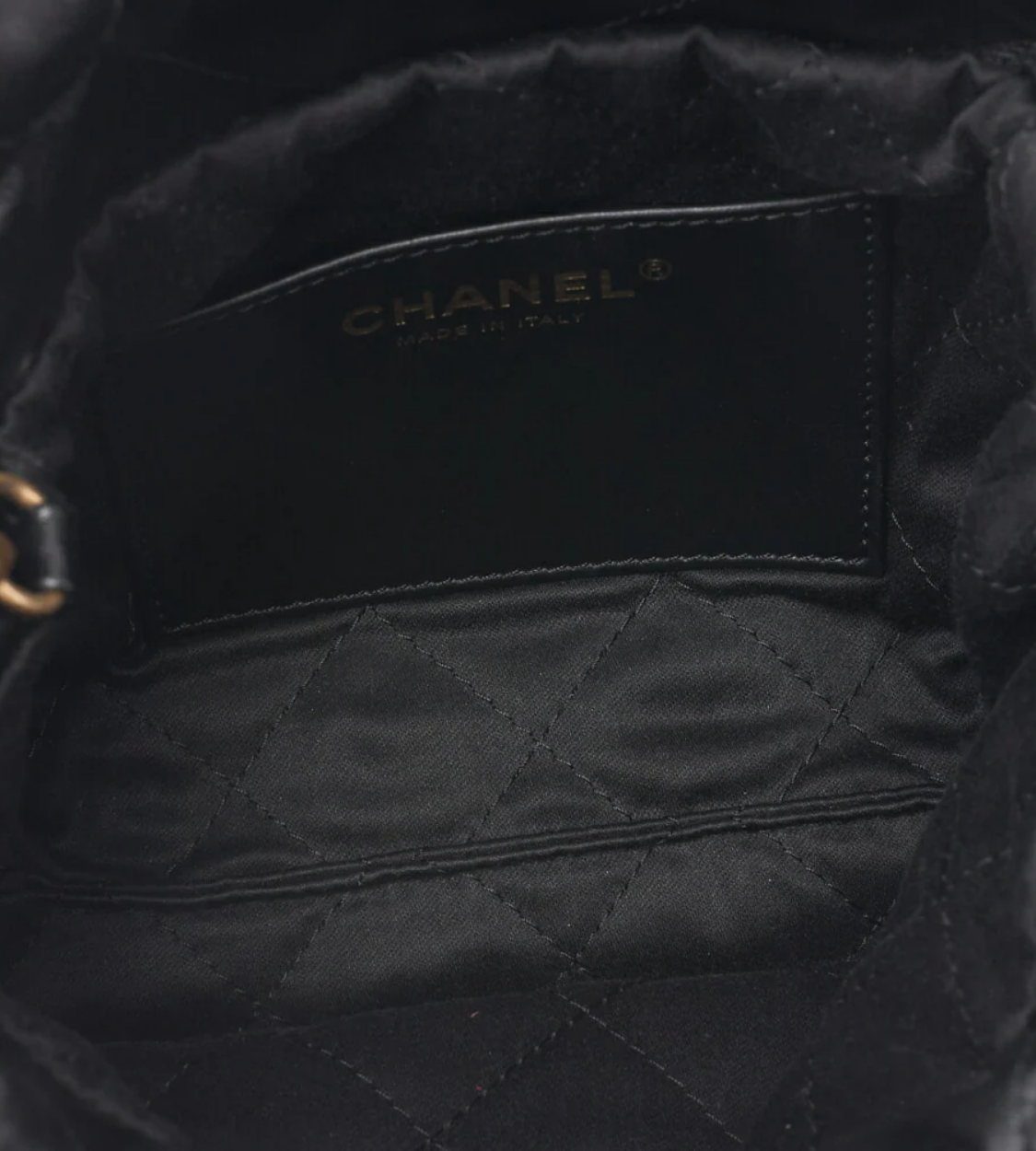 CHANEL 22 Mini Calfskin Black Drawstring Chain Shoulder Bag