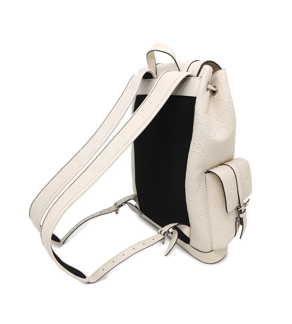 GUCCI GG Embossed White Leather Backpack