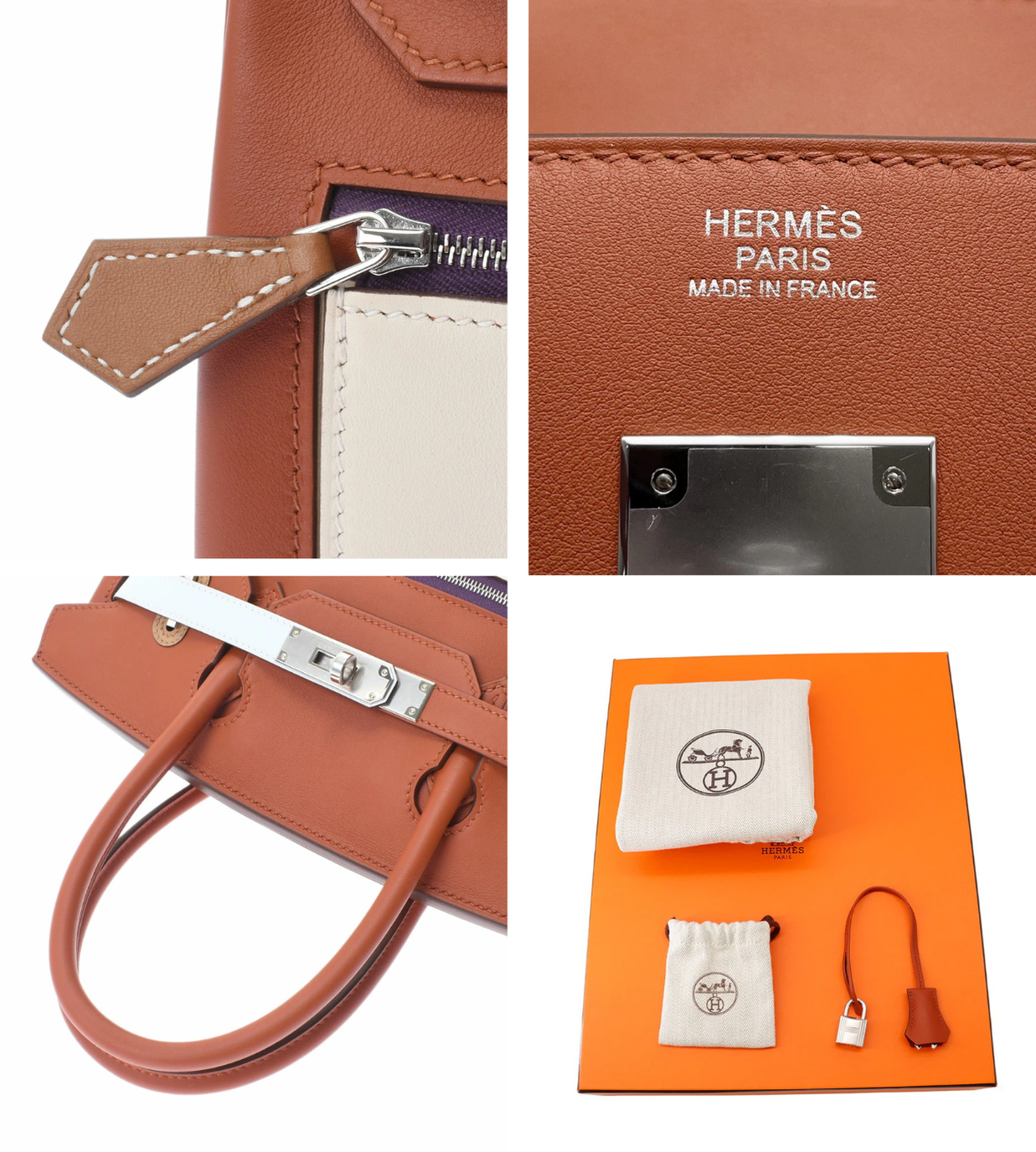 HERMES Birkin 30 Colormatic Brique/Nata/Blue Plume/Lime Swift Leather