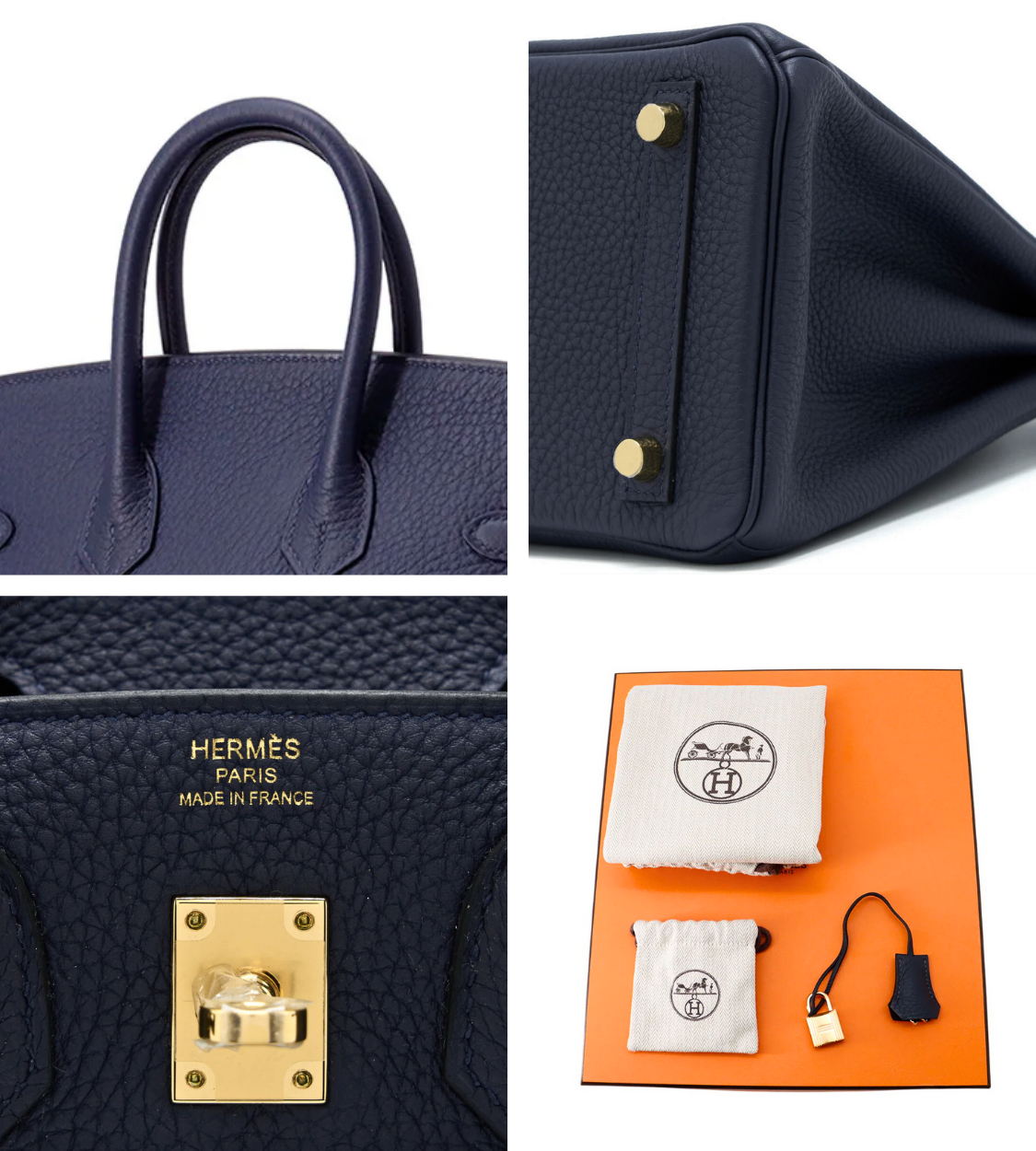 HERMES Birkin 25 Blue Abysse Togo Leather