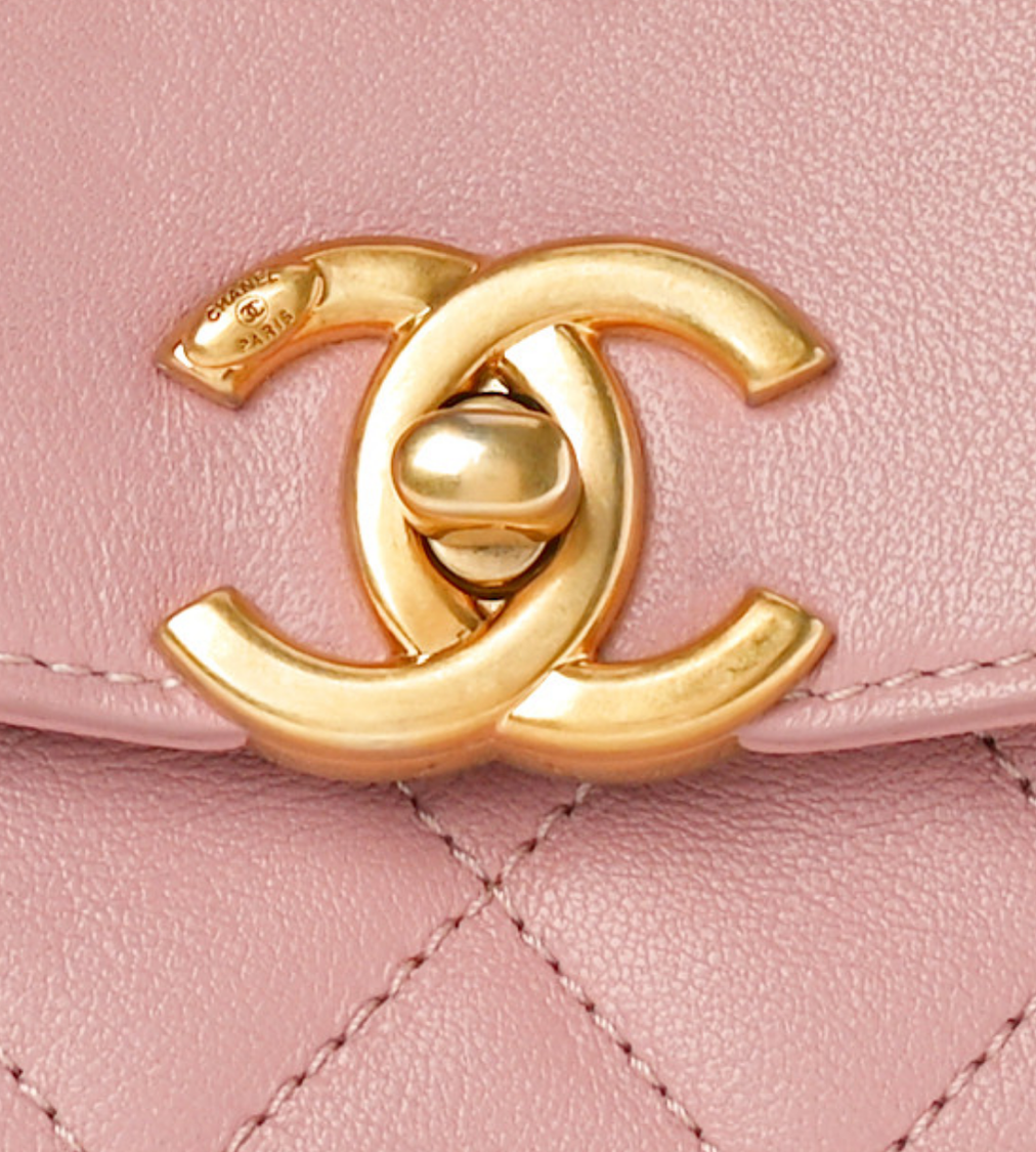CHANEL Matelasse Pink Lambskin Leather Curved Flap Bag
