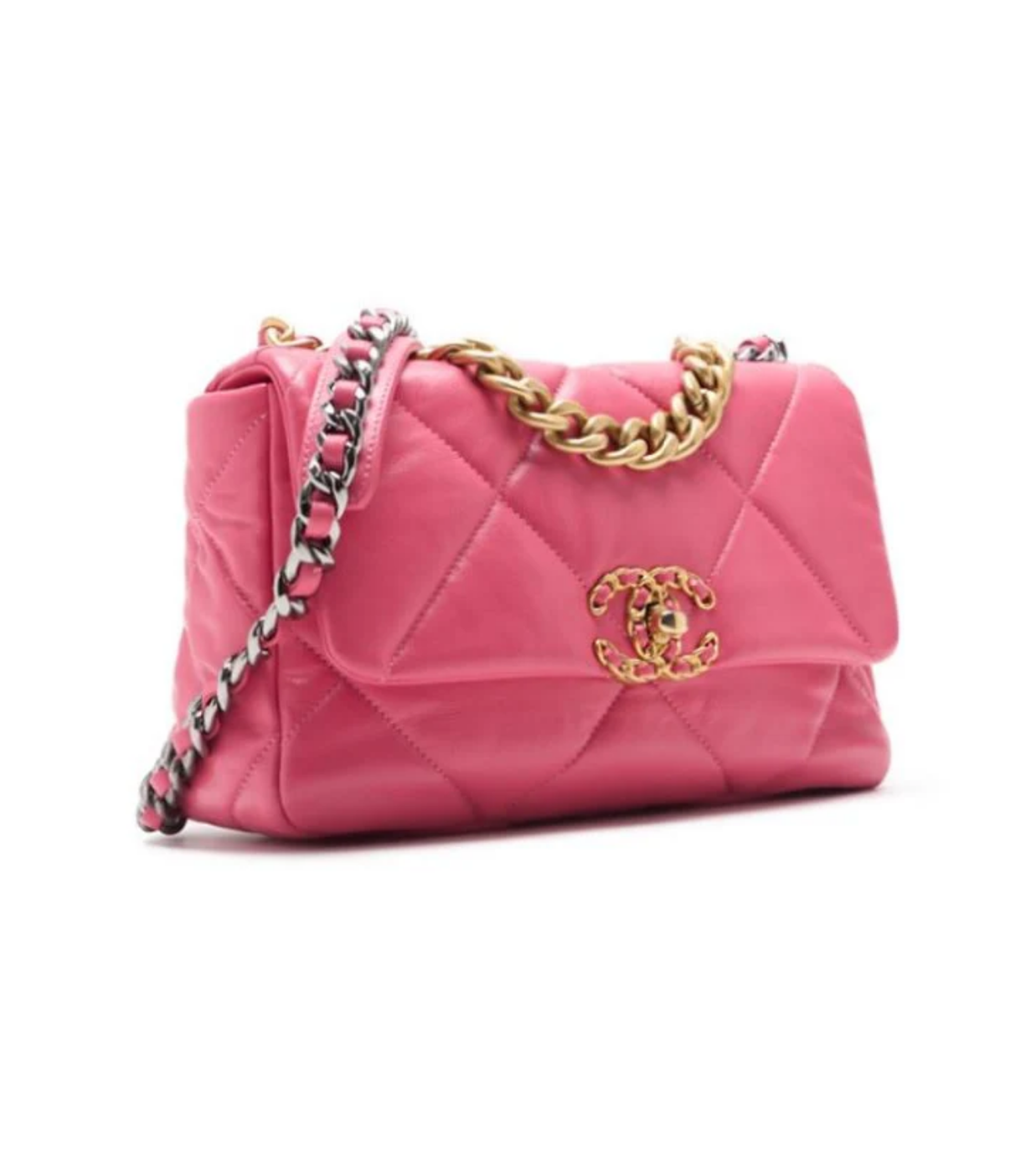 CHANEL 19 Matelasse Lambskin Pink Chain Shoulder Bag