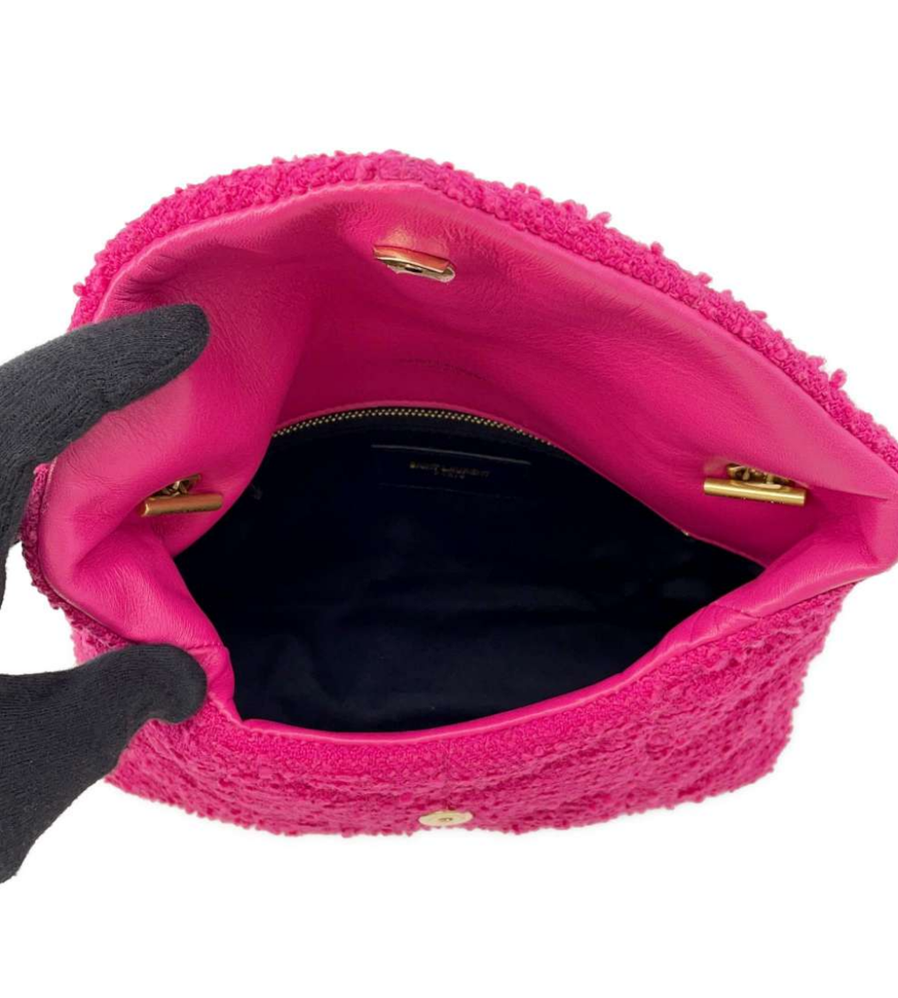 SAINT LAURENT Loulou Puffer Pink Tweed Shoulder Bag