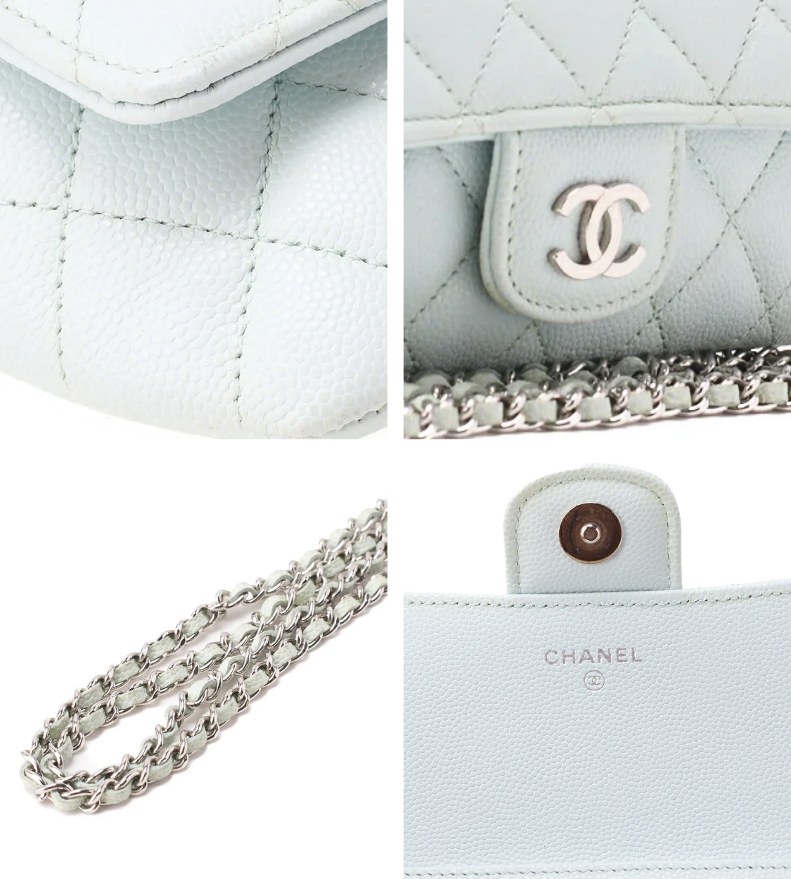 CHANEL Matelasse Blue Caviar Mini Shoulder Bag