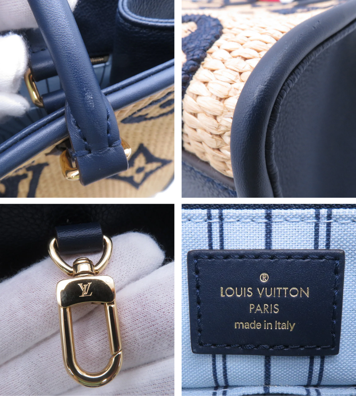 LOUIS VUITTON Onthego MM Blue Monogram Raffia
