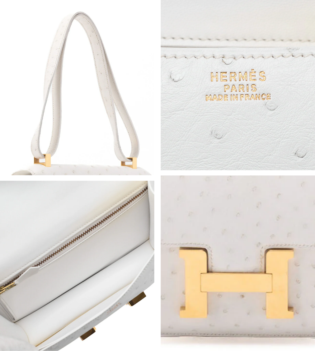 HERMES Constance 23 White Ostrich