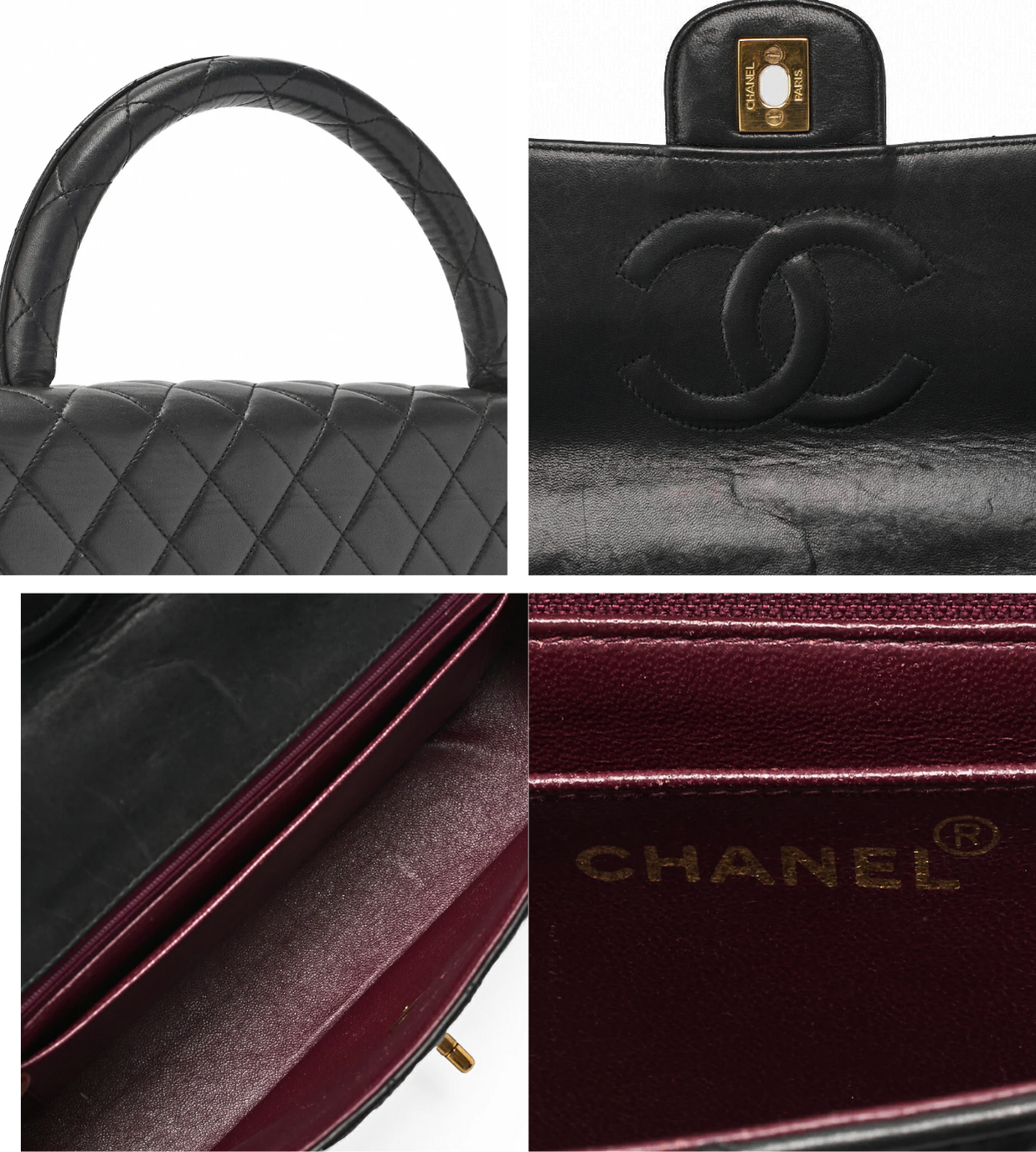 CHANEL Matelasse Coco Parent and Child Lambskin Black Handbag