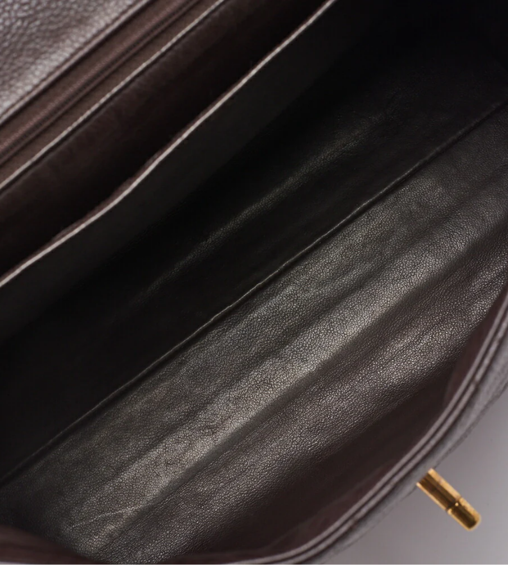 CHANEL Matelasse Turn Lock Caviar Brown