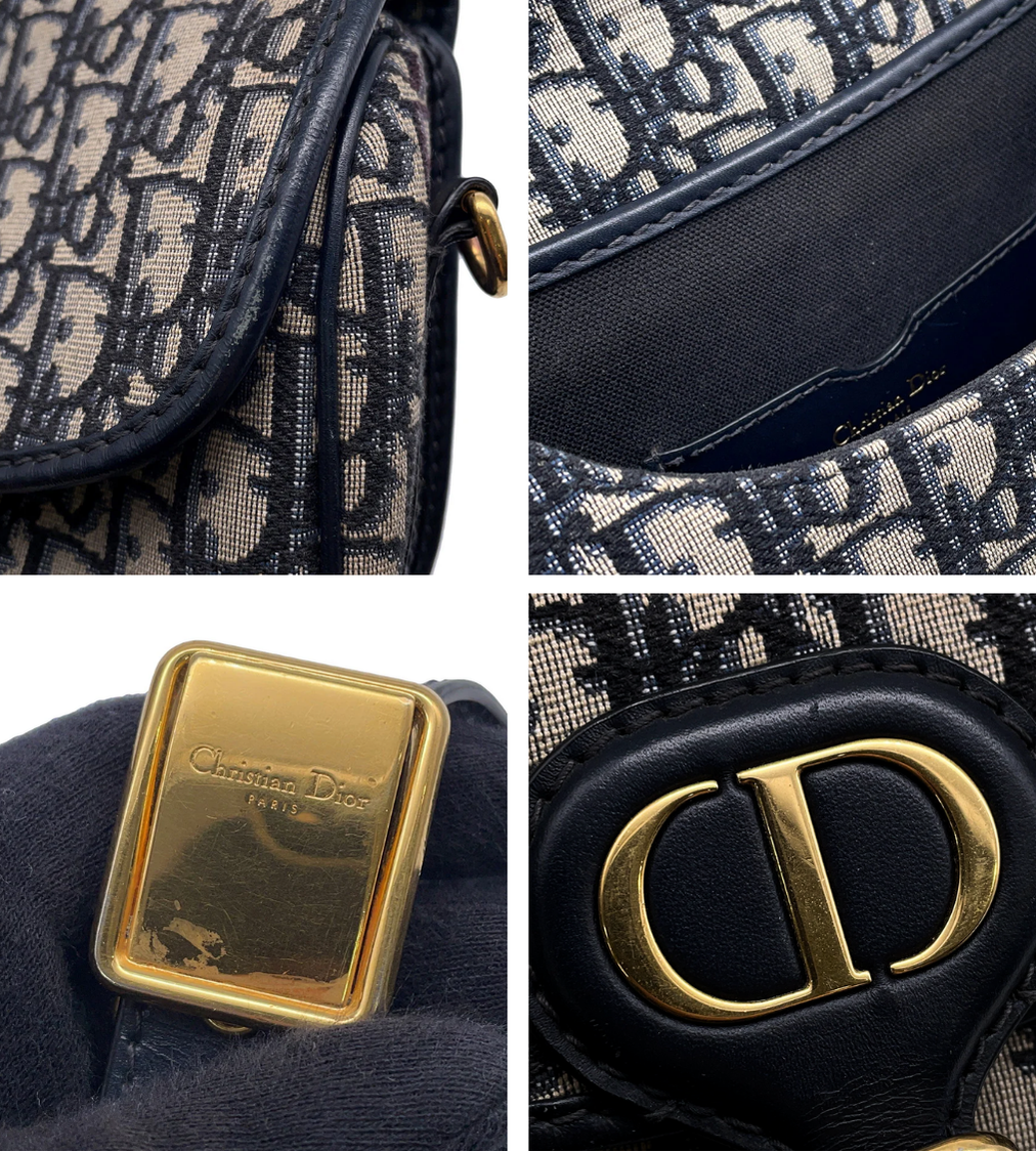 DIOR Oblique Bobby Navy Canvas Shoulder Bag