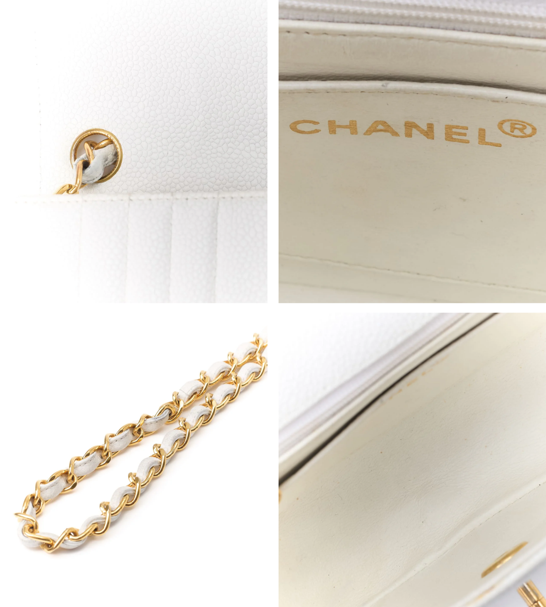 CHANEL Mini Mademoiselle Caviar White