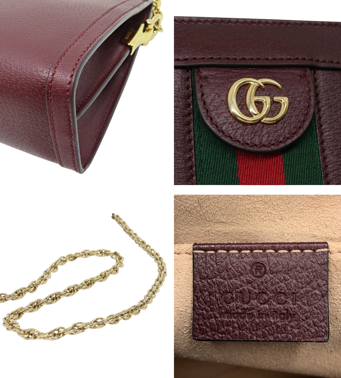 GUCCI Ophidia Bordeaux Chain Shoulder Bag