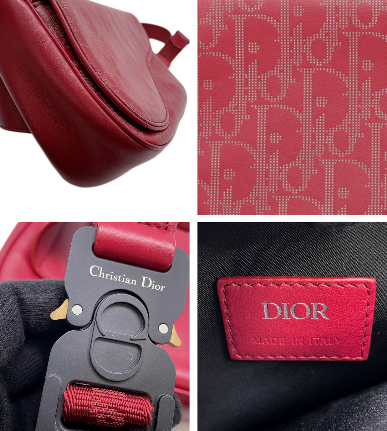 DIOR Galaxy Saddle Red Leather Crossbody Bag