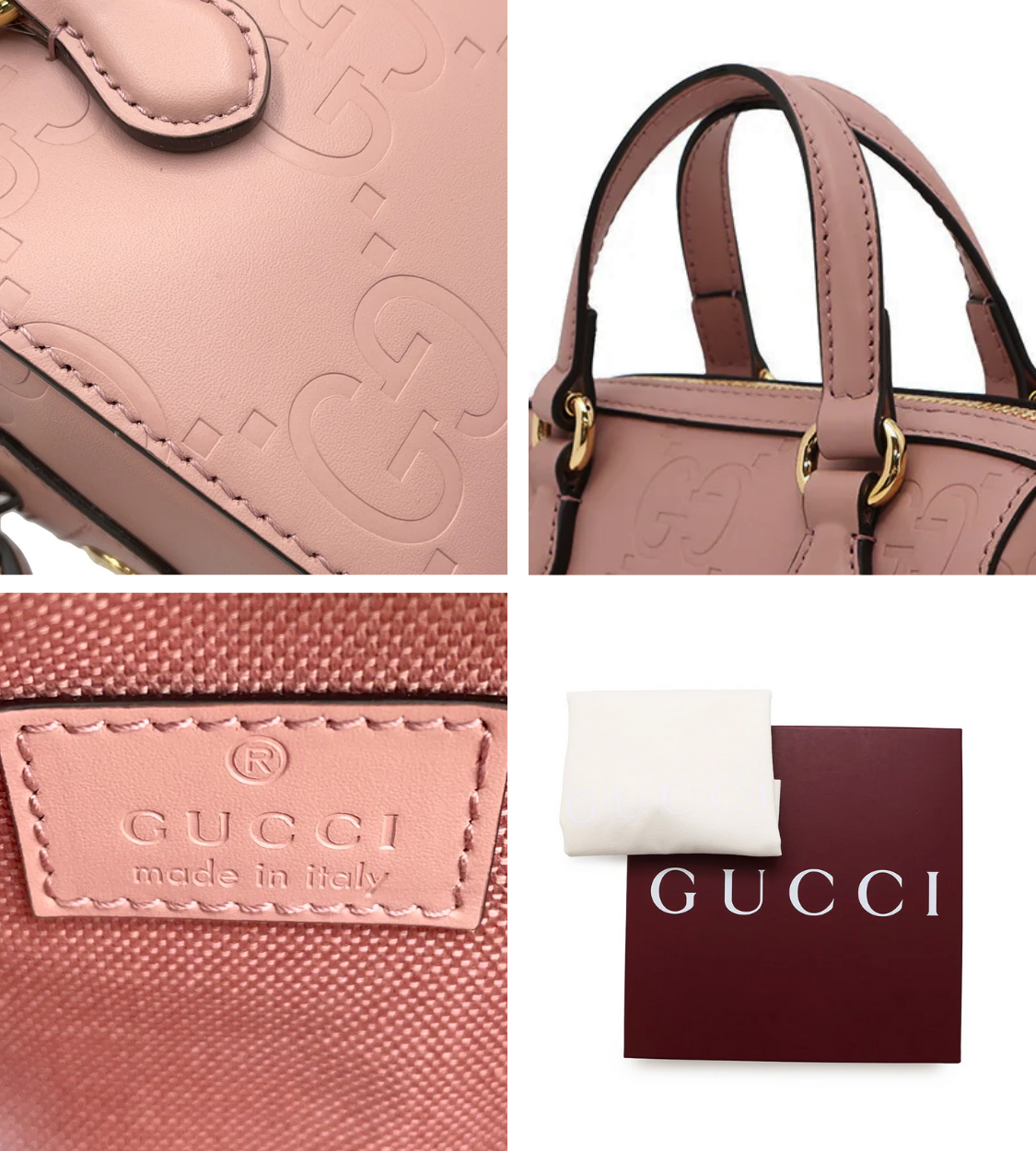GUCCI Super Mini Pink GG Leather Bag