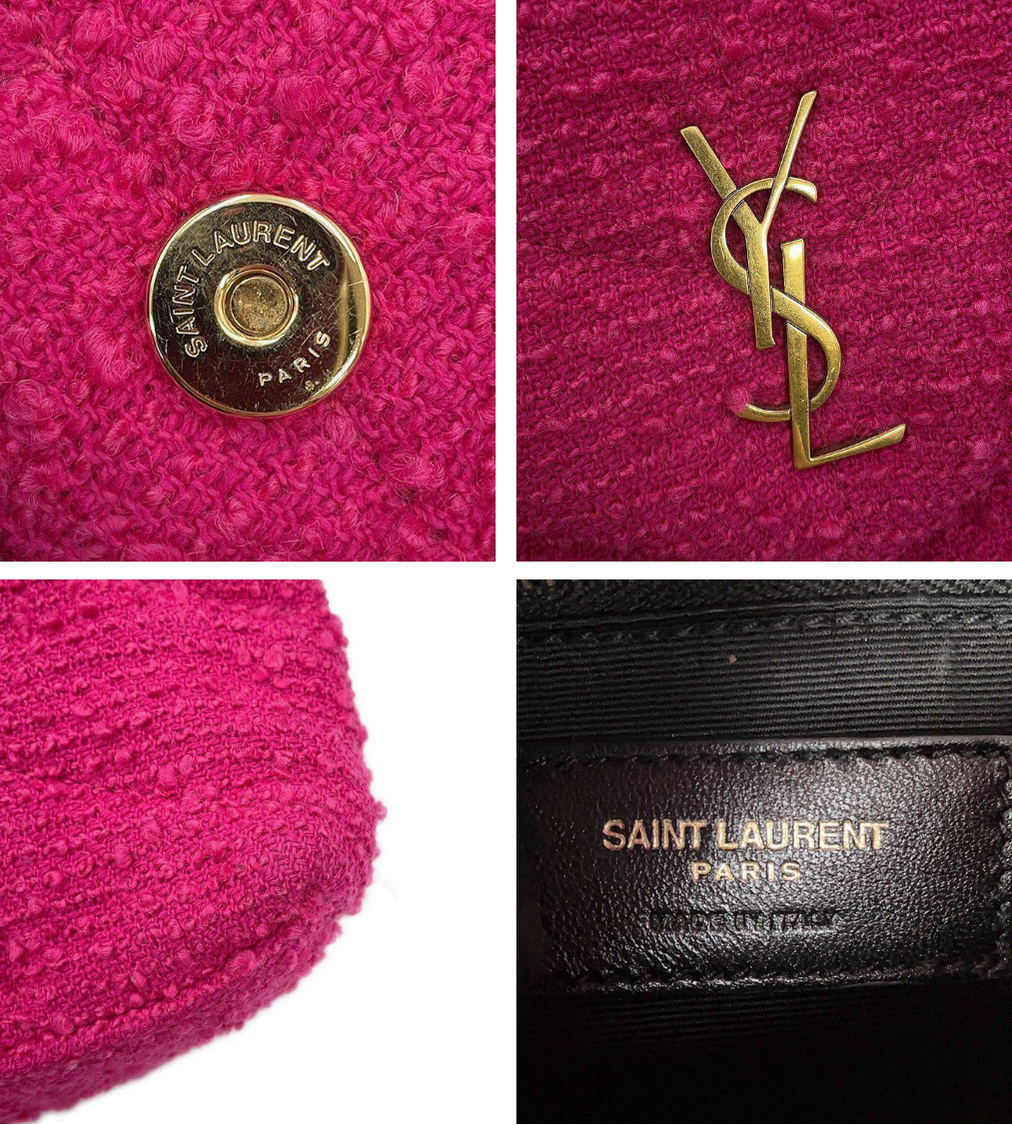 SAINT LAURENT Loulou Puffer Pink Tweed Shoulder Bag