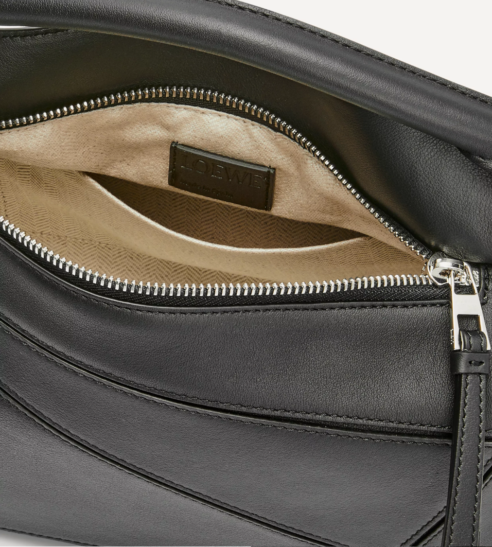 LOEWE Puzzle Edge Black Classic Calf Leather Small Shoulder Bag