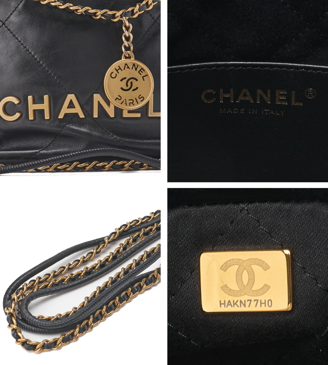 CHANEL 22 Mini Calfskin Black Drawstring Chain Shoulder Bag