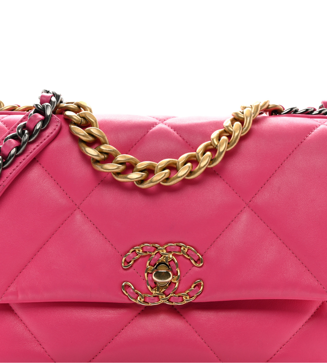CHANEL 19 Matelasse Lambskin Pink Chain Shoulder Bag