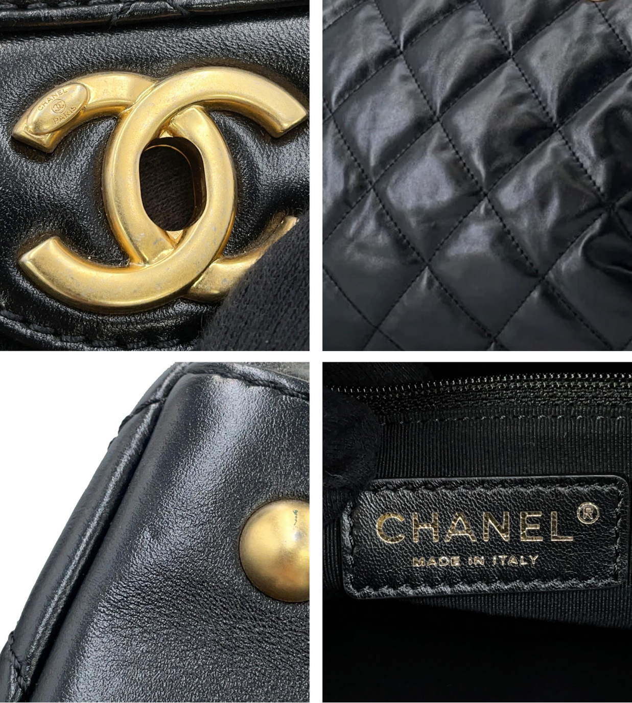 CHANEL Matelasse Maxi Bowling Black Calf Leather