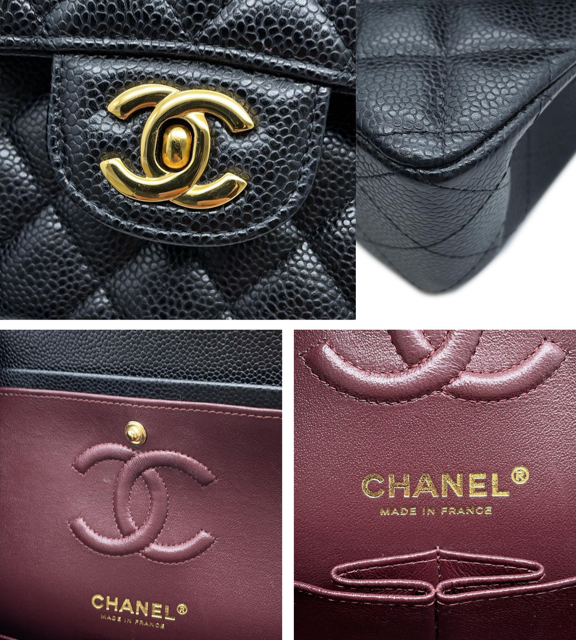 CHANEL 23 Matelasse Double Flap Black Caviar Chain Shoulder Bag
