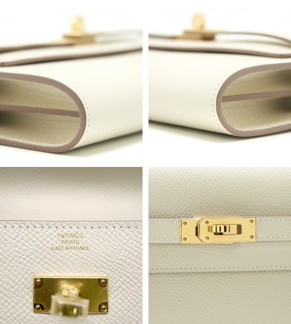 HERMES Kelly Long Wallet Craie Epsom