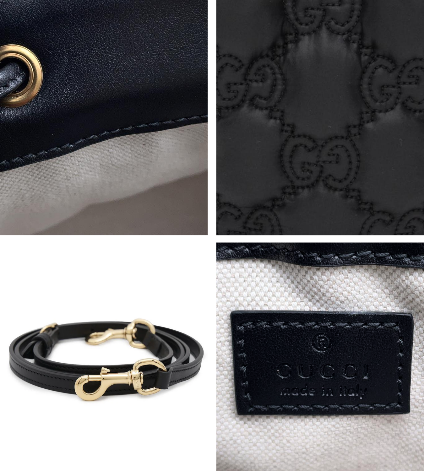 GUCCI GG Matelasse Bucket Black Leather Bag