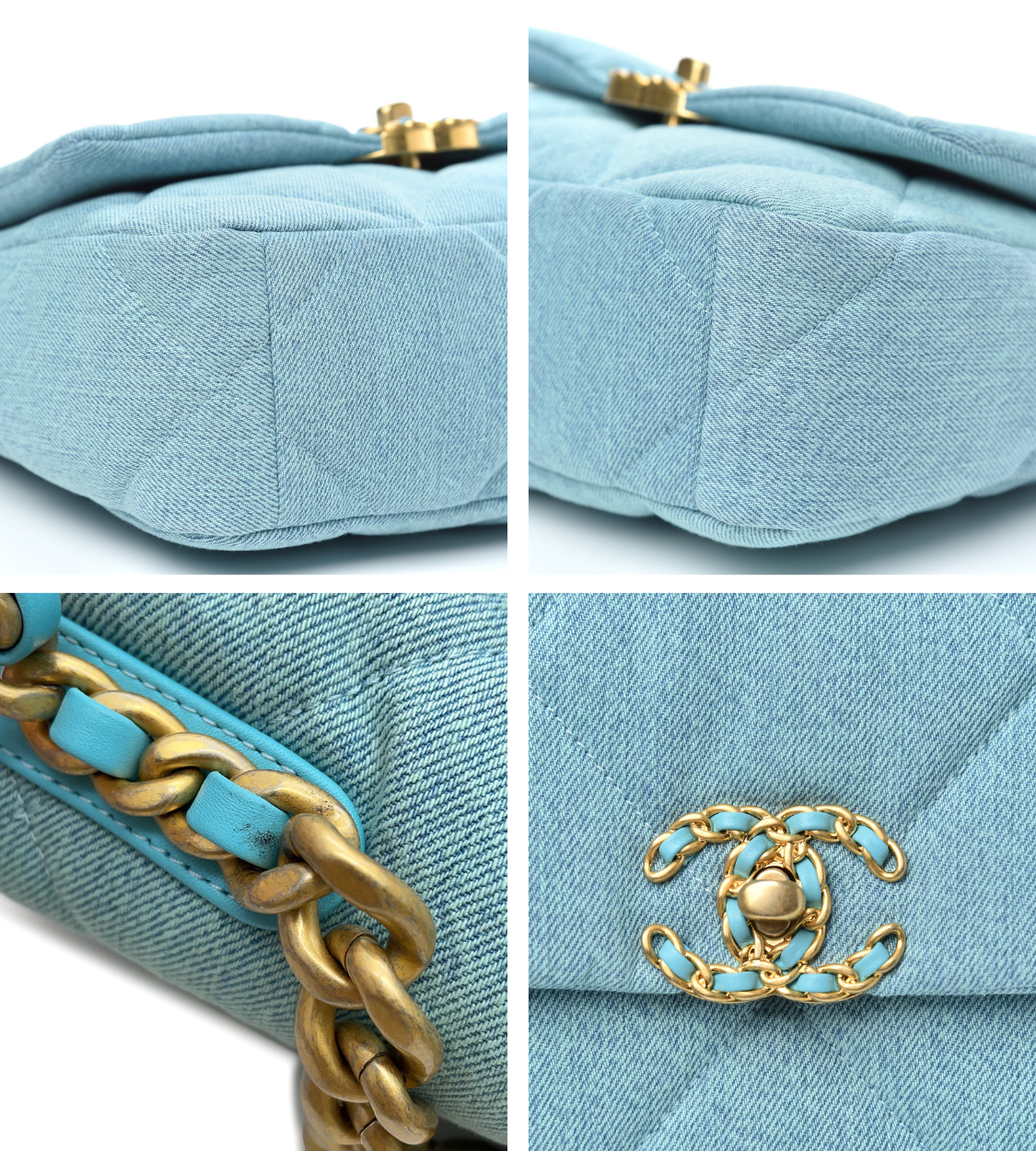 CHANEL 19 Flap Turquise Blue Denim Medium