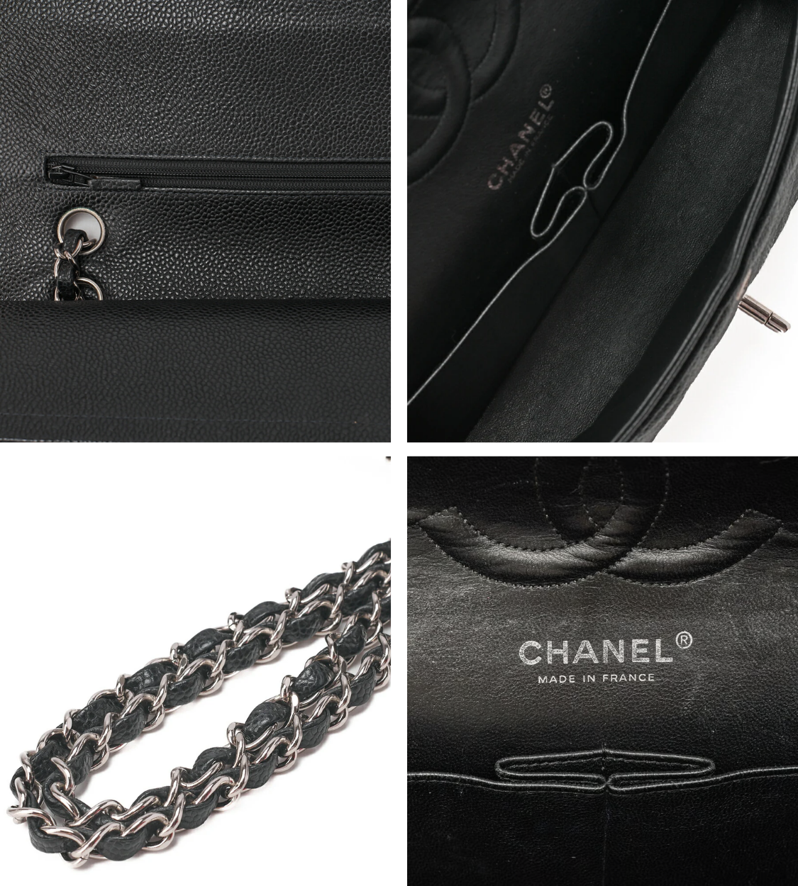 CHANEL 25 Double Flap Matlasse Black Caviar